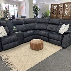 Grey Power Reclining Sectional ✅ Financing Available - Bad or No Credit Accepted ✅ 