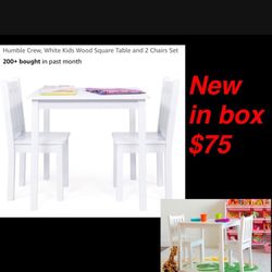 New in box kids white table 2 chairs $75 east Palmdale cash only