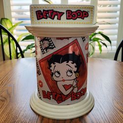 VINTAGE BETTY BOOP CERAMIC/TIN CANISTER 