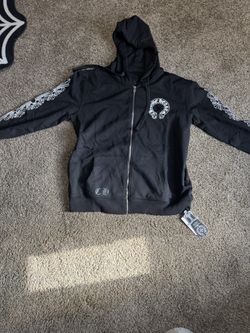 Black and White Chrome Heart Zipup