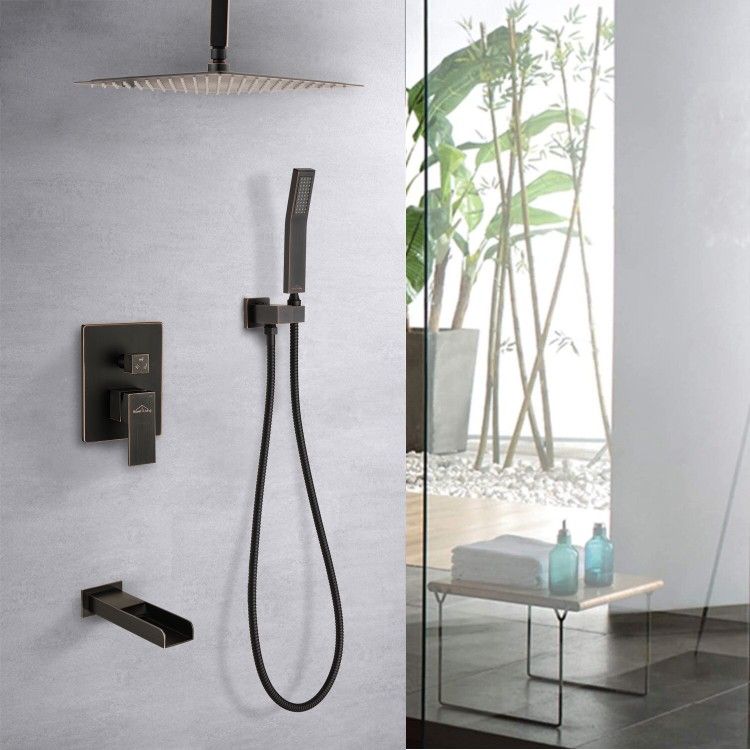 10 Inch Bathtub Shower Faucet Set, Wall Mounted Rain Shower Head with Handheld Spray Shower System with Waterfall Tub Spout,All Products : American Fashion Style Bags On Sale
