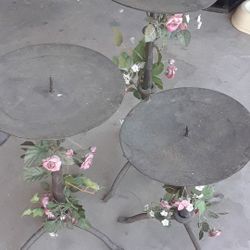 Candle Pillars! Lrg. 3 Vintage Metal Set matching candle pillars! 3 sizes S/M/L