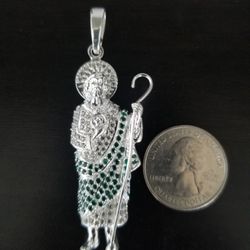 San Judas Con Zirconia  Plata 925 / St Jude Pendant Silver 925