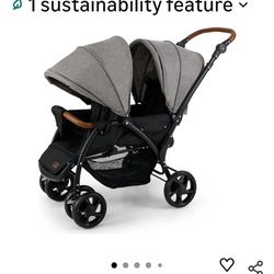 INFANS Double Stroller, Foldable Baby Tandem Stroller with Djustable Backrest Canopy Footrest, 5-Point Harness, Storage Basket, Convertible Compact Tw