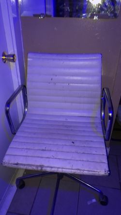 White Ribbed Office Chair with Chrome Arms