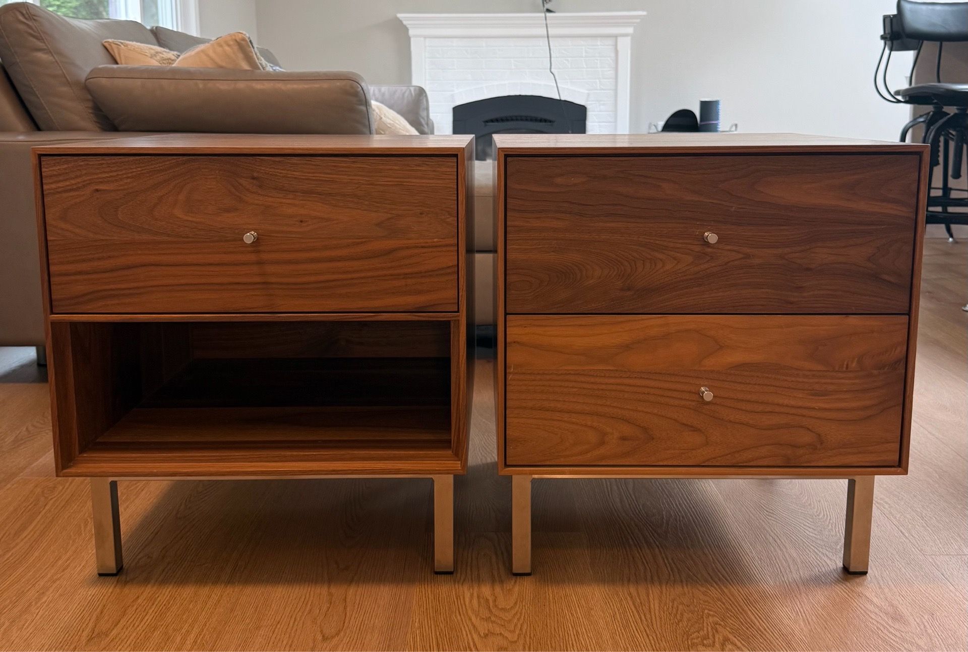 Set of 2 Room & Board Hudson Nightstands, Walnut