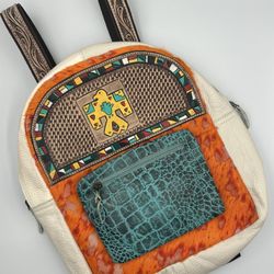 NWT Hand Crafted True Westerner Genuine Leather and Cowhide Backpack Fashion