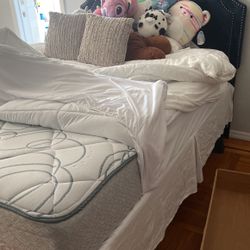 Full Size Bed With Mattress And Plush headboard