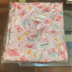 Woman’s Night Nightgown Long Floral And Lace Henley Size 3x New Never Opened