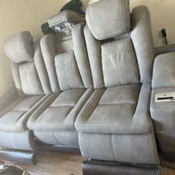 Leather Sofa With Reclinet All Electric 