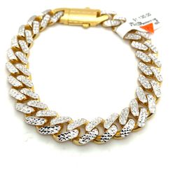 10l Gold Bracelet 8” Two Tone Hollow Monaco Cuban 11mm 14.5grams 143137 1