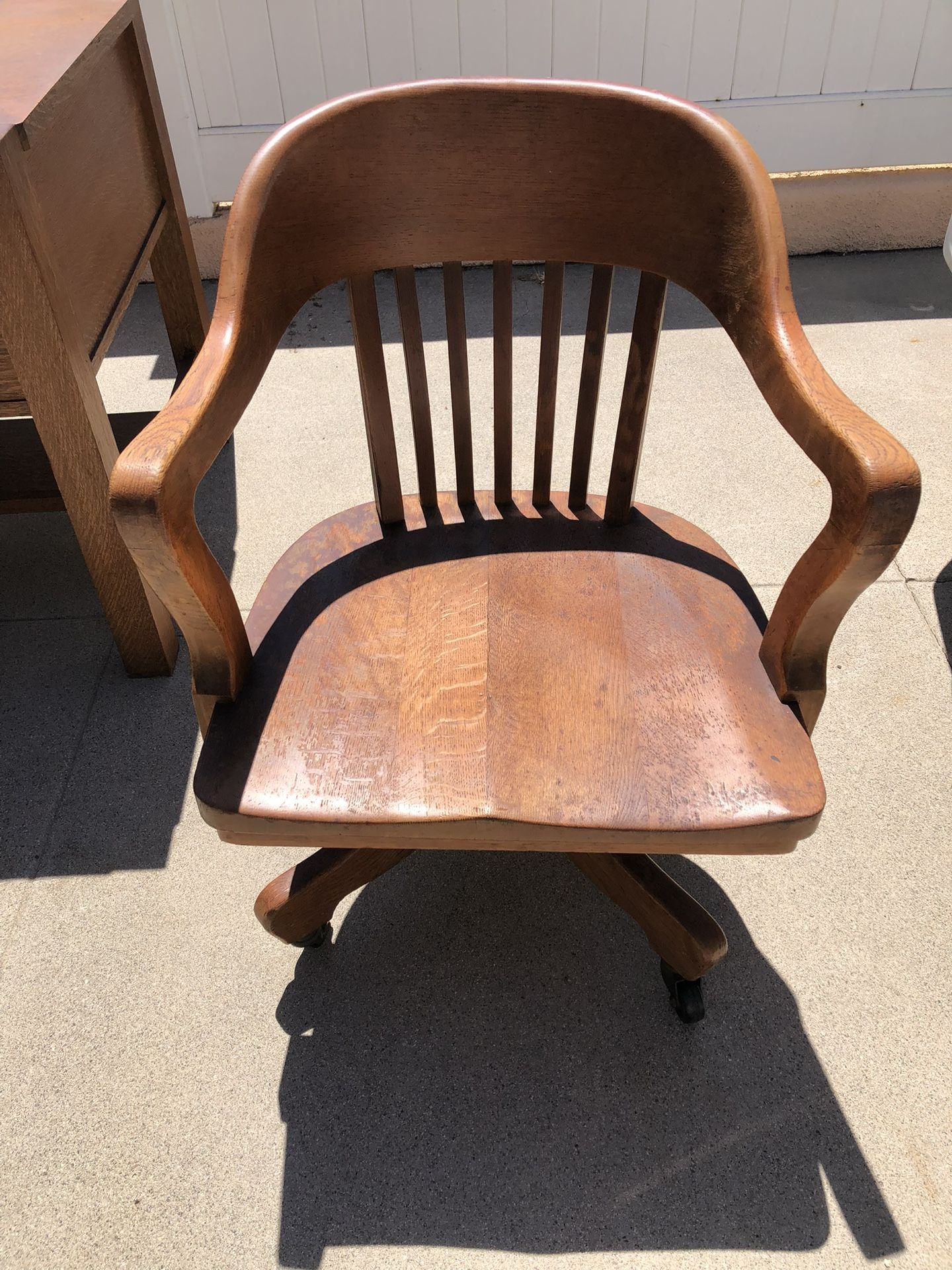 Vintage Oak Bankers Swivel Desk Chair