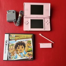 Nintendo DS Lite Coral Pink Console Bundle Lot - LIKE NEW