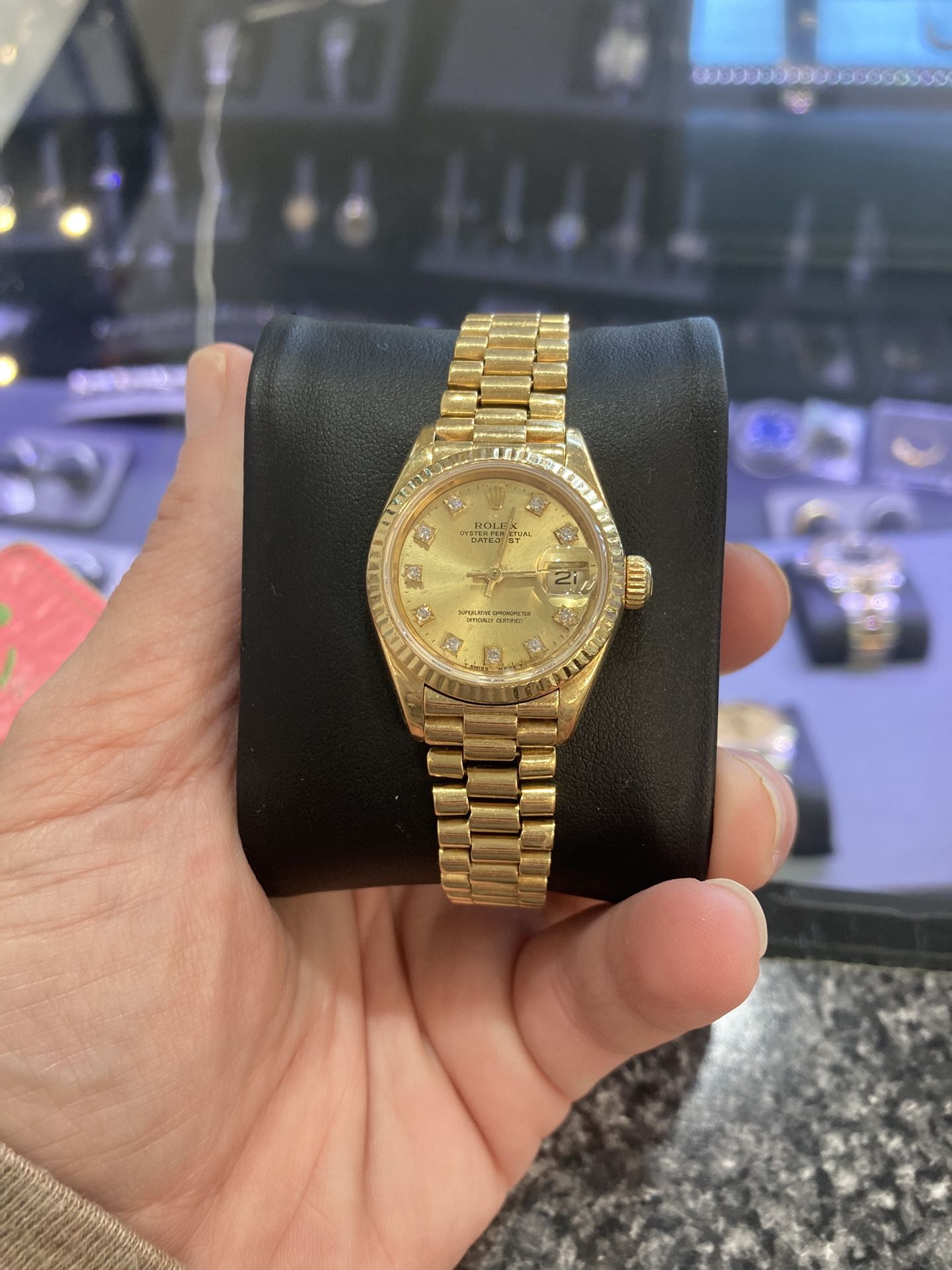 Rolex Lady-Datejust 69178 Gold President Bracelet with Gold Bezel