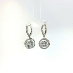 Ladies Sterling Silver Floating CZ Solitaire Halo Earrings 11057264