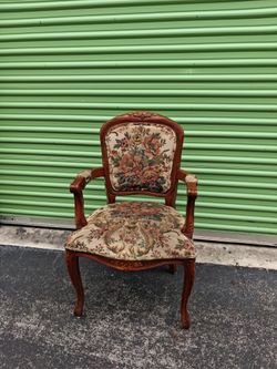 Vintage french provincial floral tapestry armchair