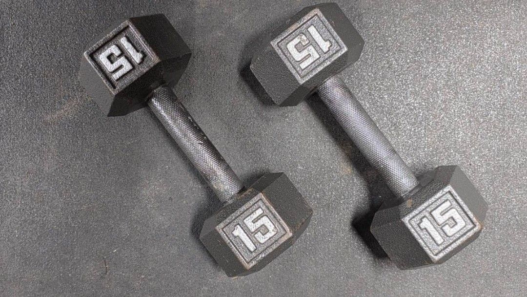 15lb Barbell Cast Iron Hex Dumbbell Pair