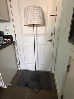 Free 58” Floor Lamp with 14” white lamp shade, works great