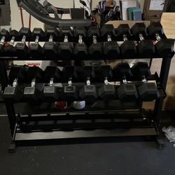 5-50lbs Dumbbells w/Rack 