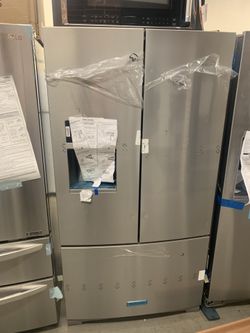 Brand new KitchenAid 36in. Stainless steel French doors refrigerator with manufacturer warranty