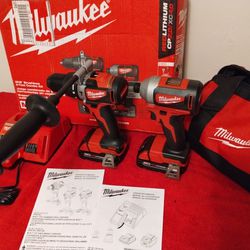 M18 Milwaukee Brushless Impact & Hammer Drill Kit $$210