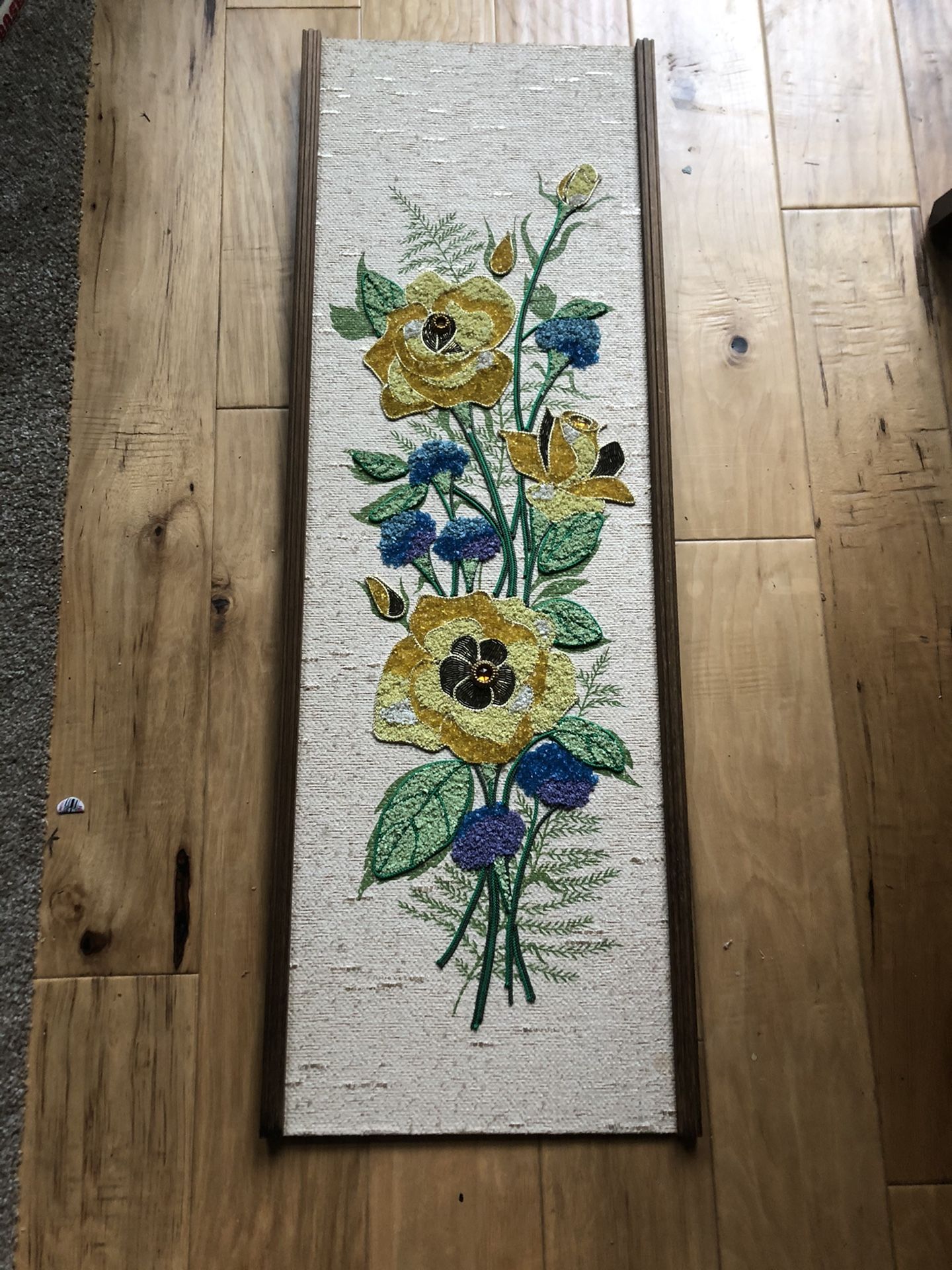 Mid century modern mcm vintage Pebble gravel art flowers ๐บ
