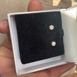 Rose Gold Vvs1 Cluster Diamond Earrings 14k