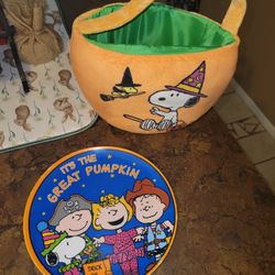 SNOOPY HALLOWEEN PLATE AND BASKET FOR SALE!