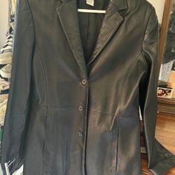 ALFANI / Black / GENUINE LEATHER JACKET COAT / Women's Medium Chest 18” across Length 27” from shoulder