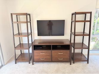 Entertainment center cabinet stand with shelves