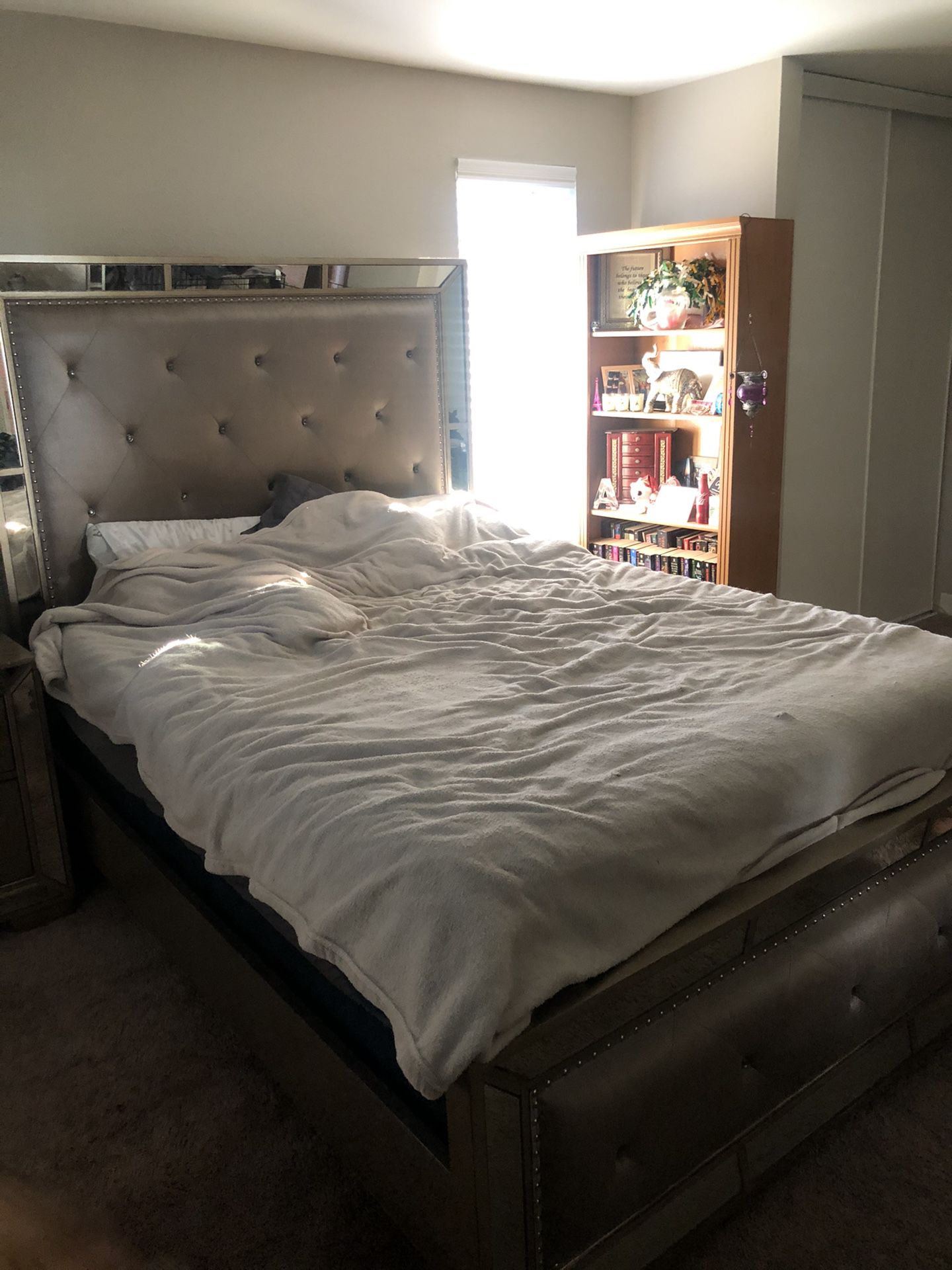 Queen Size Bed Frame W/ matching dresser and night stand