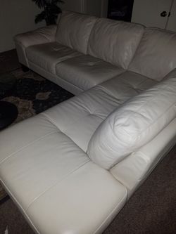 White leather sofa