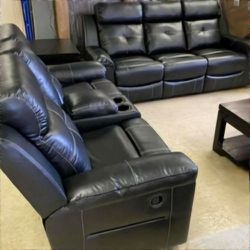 Kempten Black Reclining Living Room Set(Sofa And LOVESEAT 
