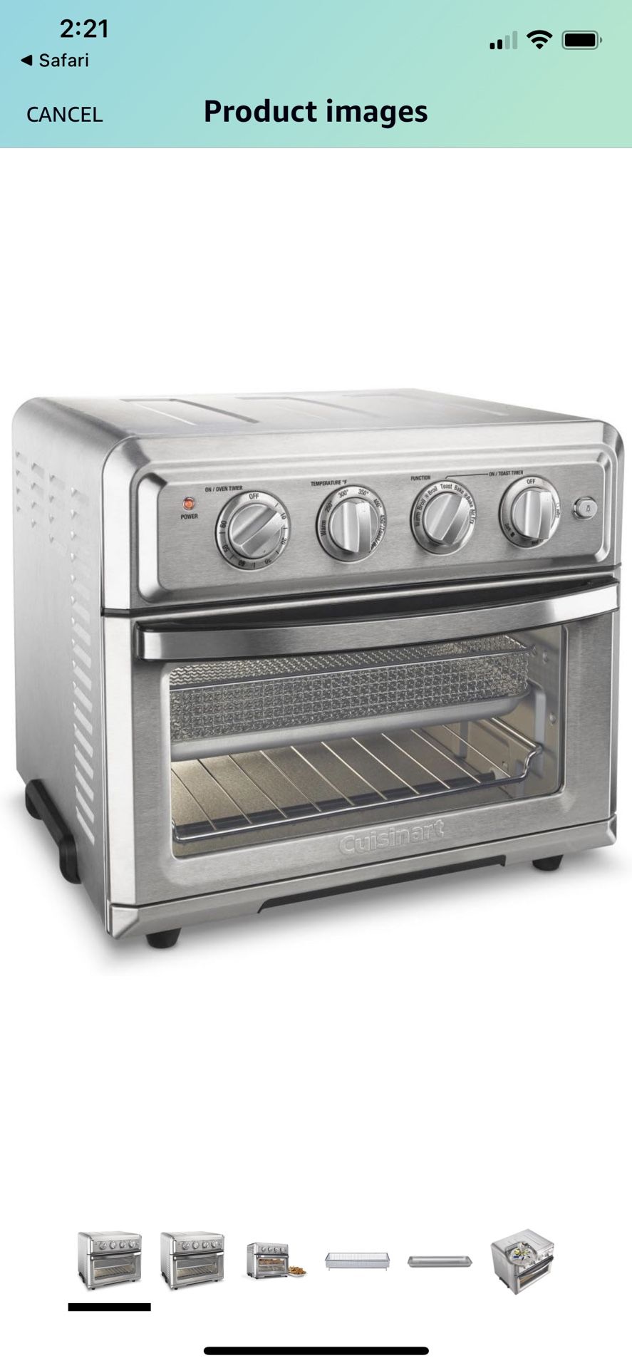Cuisinart TOA-60 Convection Toaster Oven Air Fryer with Light, Silver