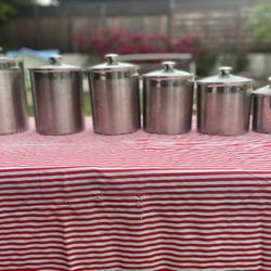 Lot Of 6 High Quality Stainless Stee Canisters With Glass Kids