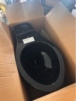 🚽 NEW Black Elongated Toilet – Complete in Box – 1.6 GPF