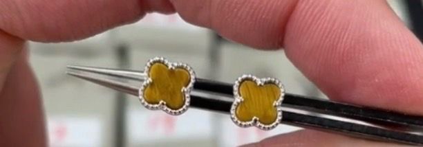 Natural tigers eye set in solid silver