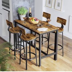 Set Of 4   Bar Stools, Tall Bar Chairs with Backrest, Set of 4. Kitchen Stools, Heavy-Duty Steel Frame, 28.8-Inch High, Easy Assembly, Industrial, Ru