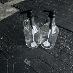 Glass Pump Bottles. 