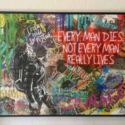 "Win - Graffiti" motivational canvas print 48 X 35” In Like New Condition Framed 