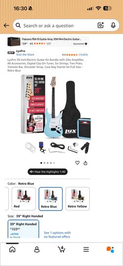 LyxPro Electric Guitar Bundle w/ Amp – Barely Used