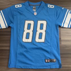 Nike On Field Detroit Lions TJ Hockenson #88 Blue Home Jersey Youth Sz Large 