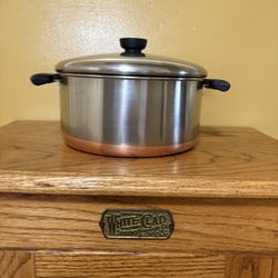 Vintage 4.5 Qt Revere Ware Copper Bottom Dutch Oven With Lid.        P