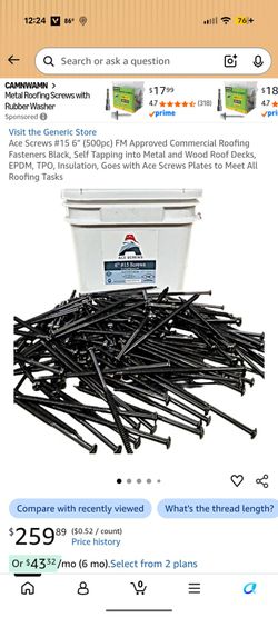 Long screws 10 inches x3/16