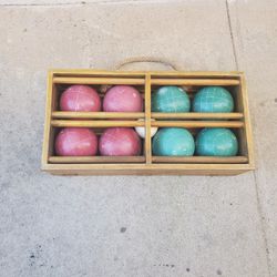 Sportscraft?? Vintage bocce ball set with wooden storage case