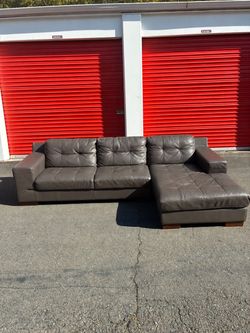 Gray Leather Sectional Sofa with Chaise FREE DELIVERY