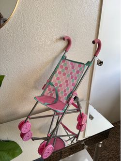 Toy Doll Stroller – Pink & Polka Dot