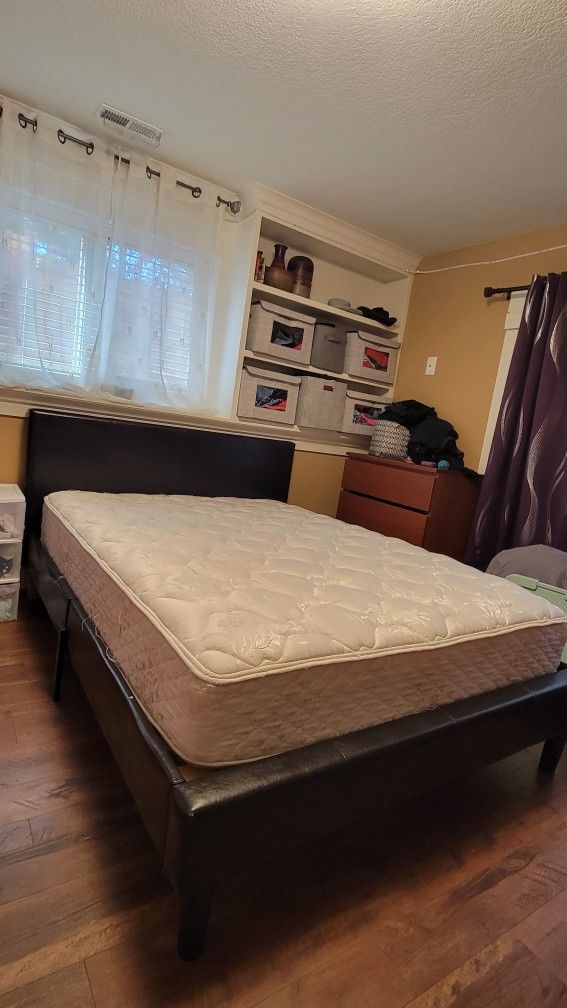 Queen Bed brown (High Quality Mattress Included)