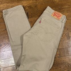 Levi 511 Slim Tech Pants Mens 30x32 Tan Beige Khaki Stretch Light Weight Jeans