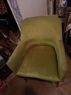 Lime green velvet chair